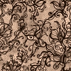 Vector lace seamless pattern of decorative flowers