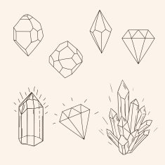 Hand drawn set sketch crystal diamond and polygonal figure tatto N2