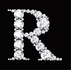 diamond letters with gemstones isolated on black N15