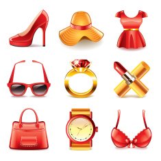 Fashion and shopping icons vector set