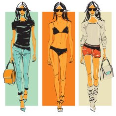 Three fashion models
