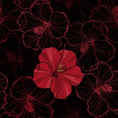 Seamless pattern with hibiscus flowers