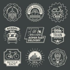 Retro design insignias transport logotypes set Vector vintage elements N2