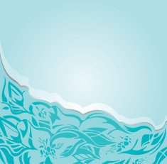 Floral invitation green-blue turquoise background