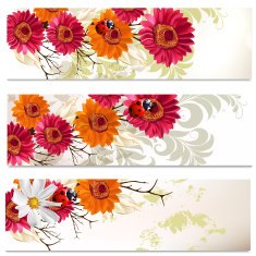 Business cards set with flowers N2