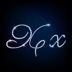 Diamond glittering letter X of sparkling brilliants