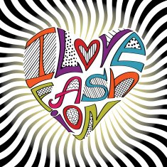 Silhouette of hearts from words Typography Design Fashion illust