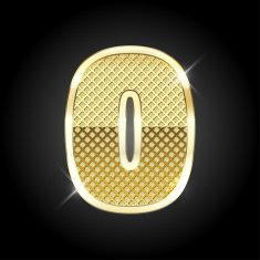 Vector metal gold letter of number zero 0