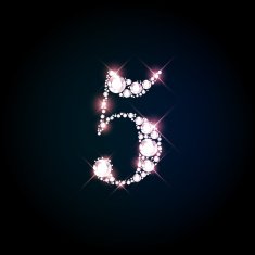 Diamond glittering number five of sparkling brilliants