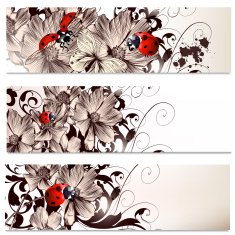 Business cards set with flowers N3