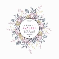 Round flower composition Wedding invitation Vector illustration N4