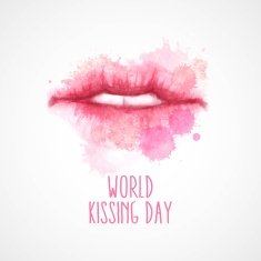 Watercolor lips World Kissing Day N3