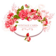 Vintage Floral Card with Roses N4