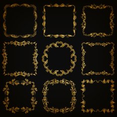 Vector set of gold decorative borders frame N20
