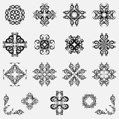 Patterned design elements on a white background N6