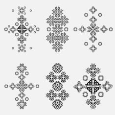 Patterned design elements on a white background N7
