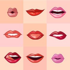 Set of Beautiful Female Lips N2