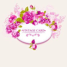 Vintage Floral Card with Roses N5