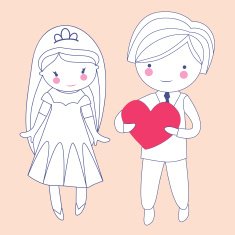Groom and bride illustration