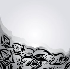 Holiday background in silver and gray with black floral ornaments