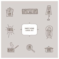 vector set of hand drawn cozy home logos