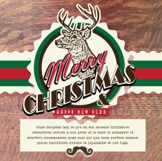 Merry Christmas vintage wood texture greeting design