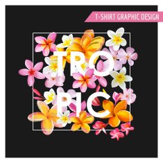 Tropical Flowers Graphic Design - for t-shirt fashion prints N7