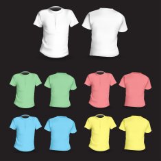 Set of colored t-shirts front and back vector N2