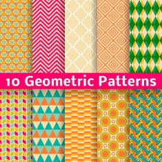 Geometric patterns (tiling) Set of vector seamless background
