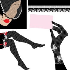 Set of lace elements for design - veil gloves stockings