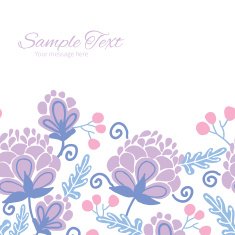 Vector soft purple flowers horizontal frame seamless pattern background
