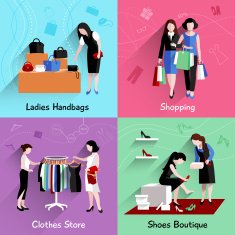 Woman Shopping Flat Set