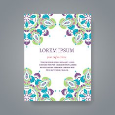 Card or invitation with hand drawn Indian motifs