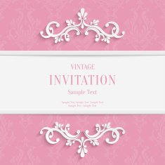 Vector Pink Floral 3d Christmas and Invitation Cards Background