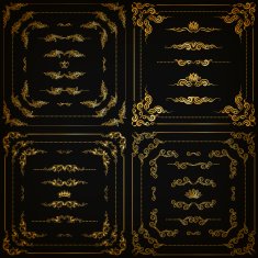 Vector set of gold decorative borders frame N21