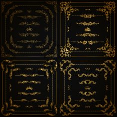 Vector set of gold decorative borders frame N22