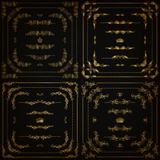 Vector set of gold decorative borders frame N23