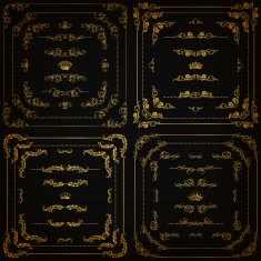 Vector set of gold decorative borders frame N24