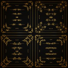 Vector set of gold decorative borders frame N25