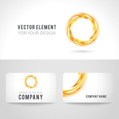 Business card template set abstract orange circle background Vector illustration