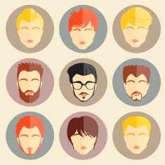 Vector set of stylish guys in modern flat design N6