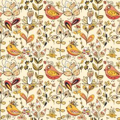 Seamless texture with flowers and birds N22