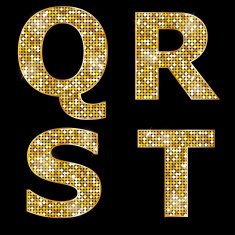 Golden metallic shiny letters Q R S T N2