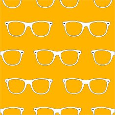 Outline sunglasses seamless pattern on yellow background
