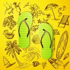 thongs and hand draw tourist icon
