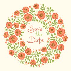 Save The Date Invitation with Floral Wreath N2