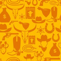 Wild west seamless pattern with cowboy objects and design elements N3