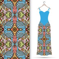 Fashion seamless geometric pattern women's dress on a hanger N20