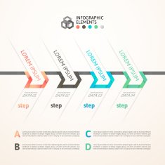 Modern business step origami style options banner N22