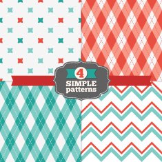 Set of Crosses Chevron and Argyle Holiday SeamlessPatterns
